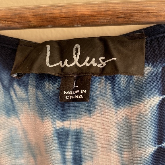 LuLus Blue Tie-Dye Short Sleeve Maxi Dress with Slit & Button front Closure - Picture 8 of 9